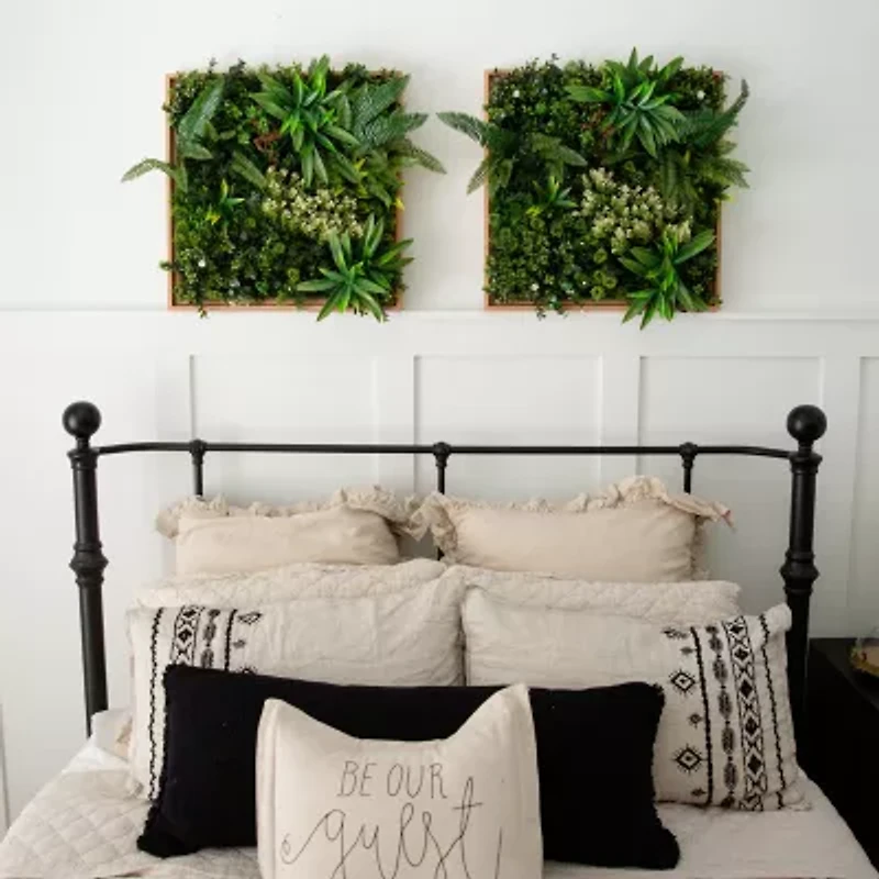 Nearly Natural 20in. X 20in. Green Lighted Queensland Rainforest Wall Panel Artificial Plant