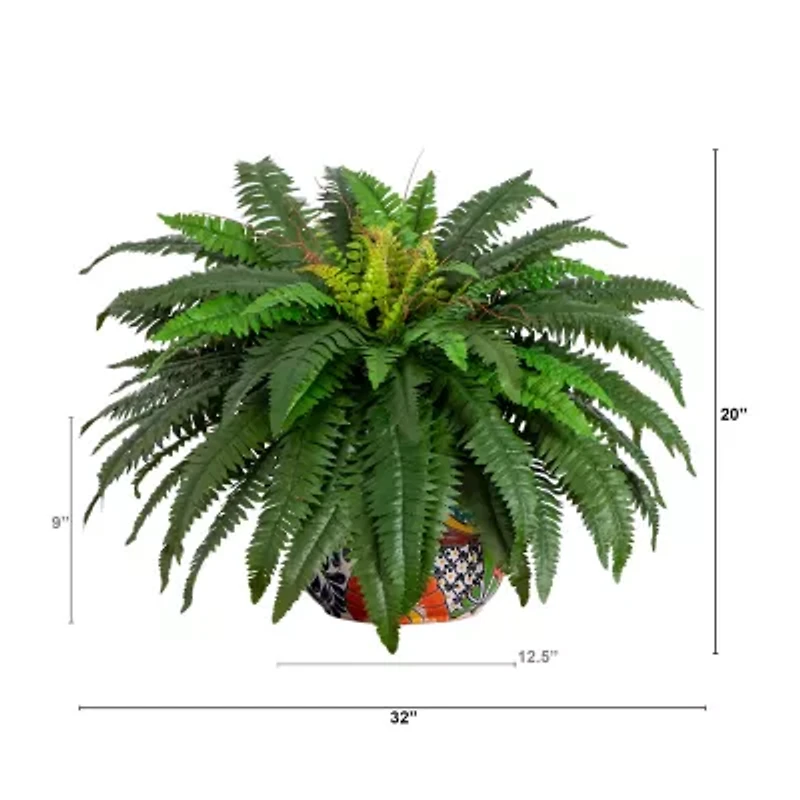 Nearly Natural 20in Green Double Boston Fern Artificial Plant