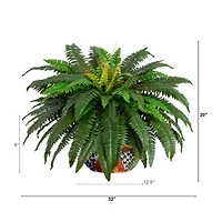Nearly Natural 20in Green Double Boston Fern Artificial Plant
