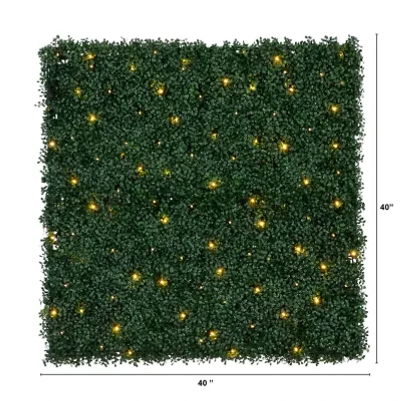 Nearly Natural 40in. X 40in. Green Lighted Boxwood Wall Panel Artificial Plant