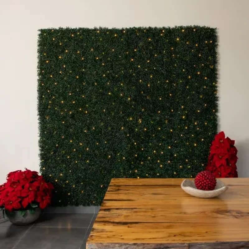 Nearly Natural 40in. X 40in. Green Lighted Boxwood Wall Panel Artificial Plant
