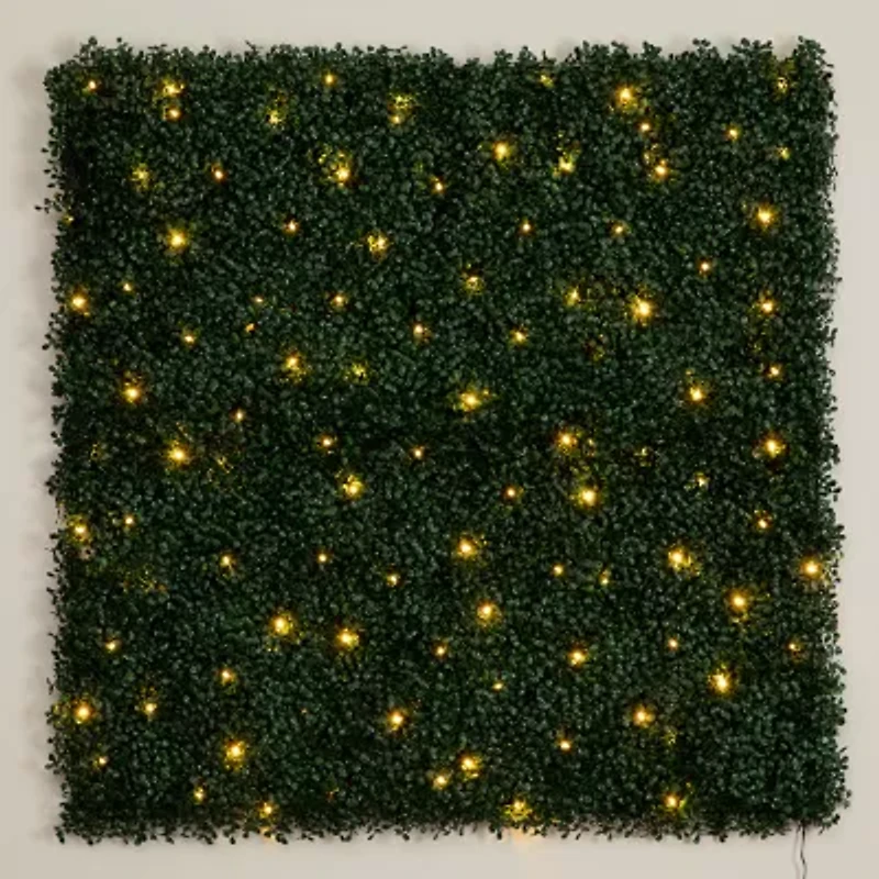 Nearly Natural 40in. X 40in. Green Lighted Boxwood Wall Panel Artificial Plant