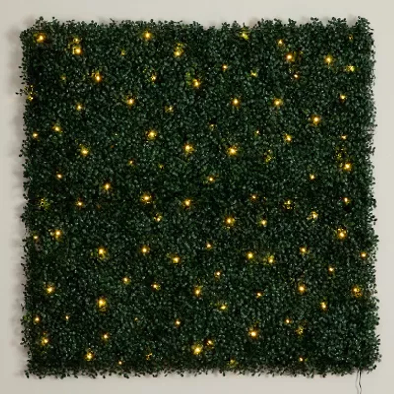 Nearly Natural 40in. X 40in. Green Lighted Boxwood Wall Panel Artificial Plant