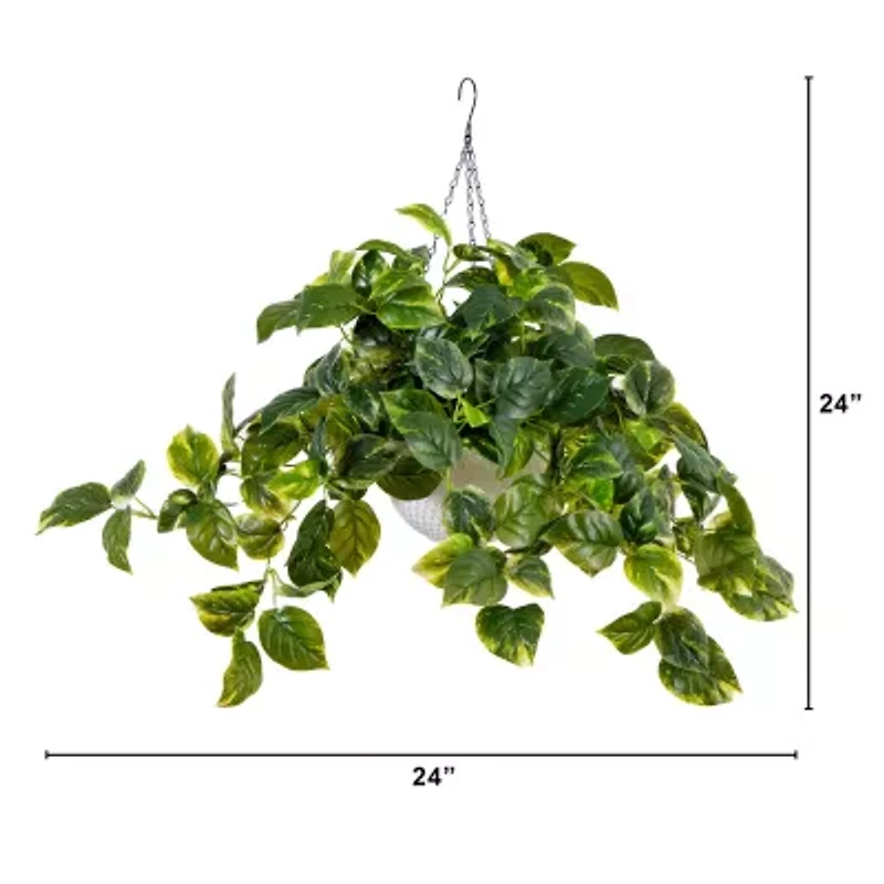 Nearly Natural 24in. Green Lighted Pothos Artificial Plant