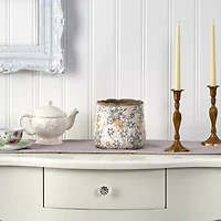 Nearly Natural 7in. White Tuscan Ceramic Scroll Vase