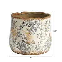 Nearly Natural 7in. White Tuscan Ceramic Scroll Vase