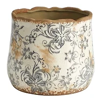 Nearly Natural 7in. White Tuscan Ceramic Scroll Vase