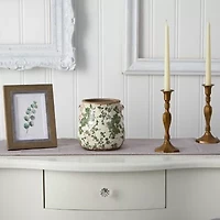 Nearly Natural 6.5in. Green Tuscan Ceramic Scroll Vase