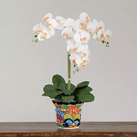 Nearly Natural 27in White Triple Orchid Floral Arrangement