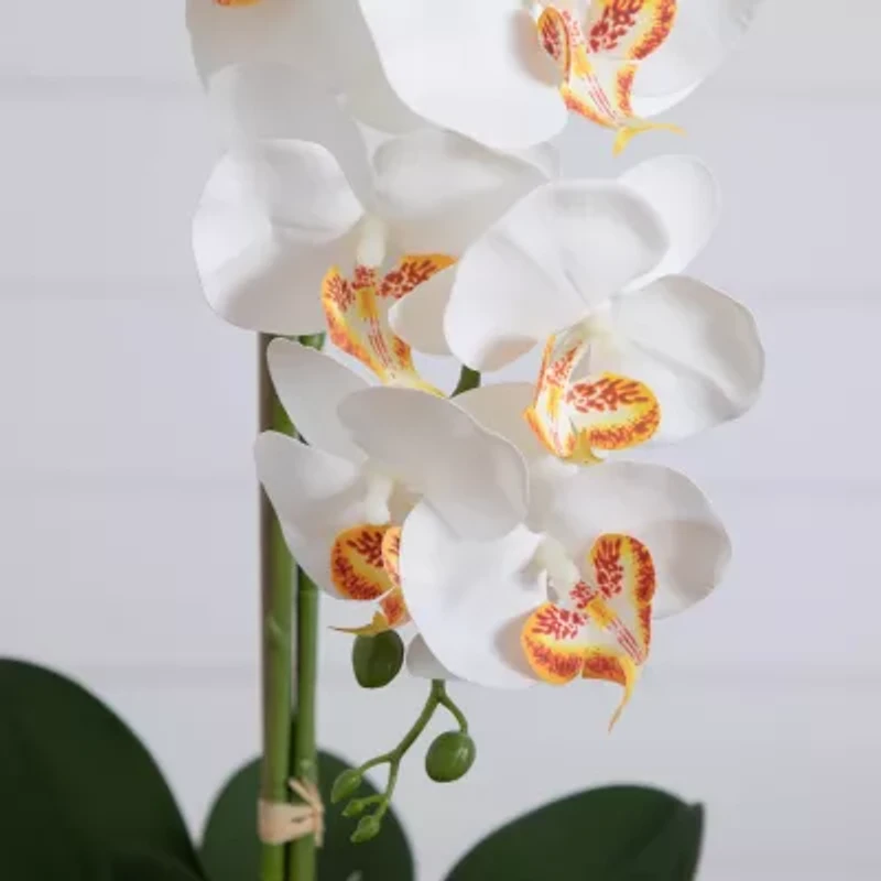 Nearly Natural 27in White Triple Orchid Floral Arrangement