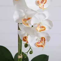 Nearly Natural 27in White Triple Orchid Floral Arrangement