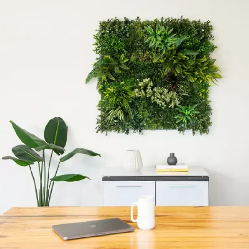 Nearly Natural 40in. X 40in. Green Amazon Rainforest Wall Panel Artificial Plant