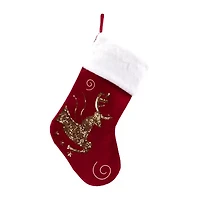 Northlight Reindeer And Snowflake Sequin - 20in - Red And White - Set Of 2 Christmas Stocking