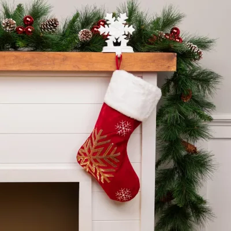 Northlight Reindeer And Snowflake Sequin - 20in - Red And White - Set Of 2 Christmas Stocking
