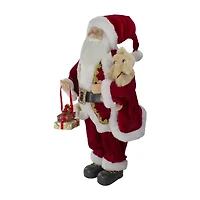 Northlight 18in Standing With A Plush Brown Bear Christmas Figurine