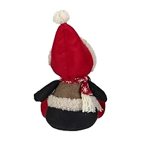 Northlight Sitting Winter Penguin - 15in Red White And Black Christmas Figurine