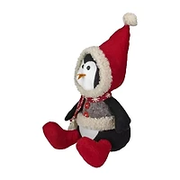 Northlight Sitting Winter Penguin - 15in Red White And Black Christmas Figurine
