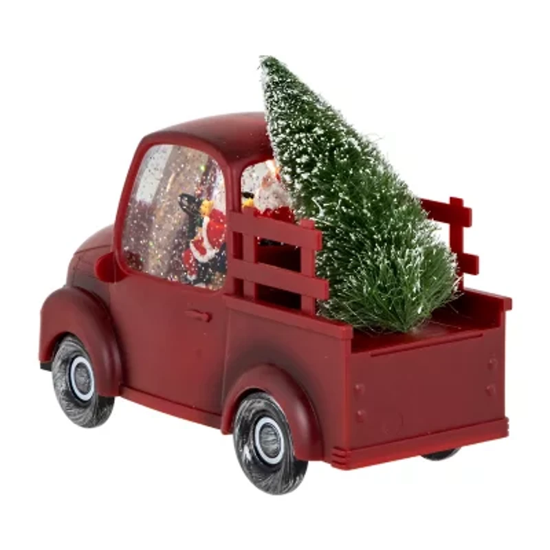 Northlight Led Lighted Santa In Red Retro Truck With Tree - 9in Christmas Snow Globe