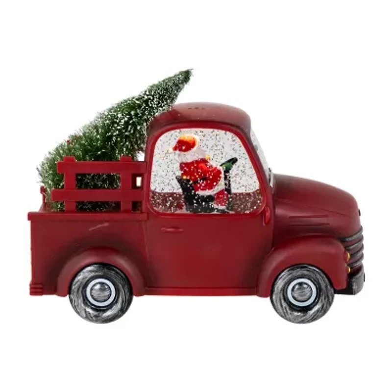 Northlight Led Lighted Santa In Red Retro Truck With Tree - 9in Christmas Snow Globe