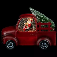 Northlight Led Lighted Santa In Red Retro Truck With Tree - 9in Christmas Snow Globe