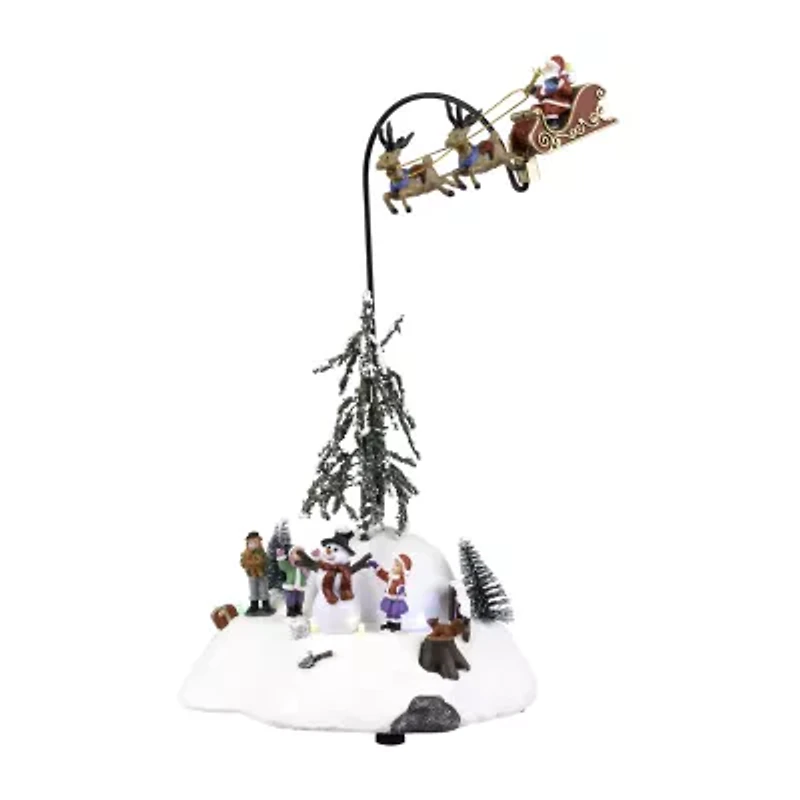 Northlight Led Lighted And Musical Flying Santa Animated - 13.5in Lighted Christmas Village