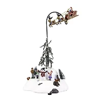 Northlight Led Lighted And Musical Flying Santa Animated - 13.5in Lighted Christmas Village