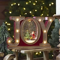 Northlight Led Lighted Joy Glitter - 11in - Red And Gold Christmas Snow Globe