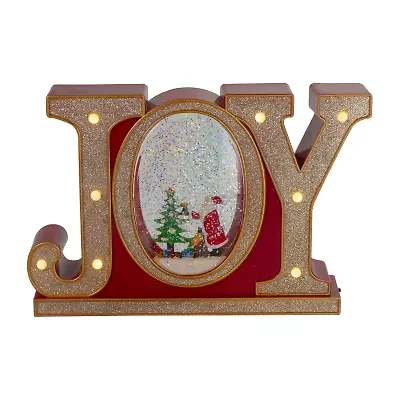 Northlight Led Lighted Joy Glitter - 11in - Red And Gold Christmas Snow Globe