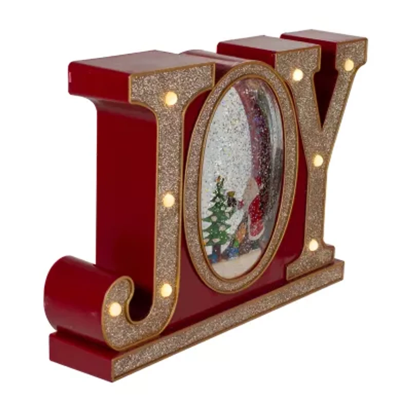 Northlight Led Lighted Joy Glitter - 11in - Red And Gold Christmas Snow Globe