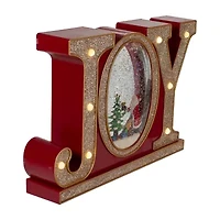 Northlight Led Lighted Joy Glitter - 11in - Red And Gold Christmas Snow Globe