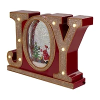 Northlight Led Lighted Joy Glitter - 11in - Red And Gold Christmas Snow Globe