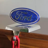 Northlight 5in Blue And Silver Officially Licensed Iconic Ford Logo Christmas Stocking Holder
