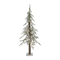 Northlight Pre-Lit Alpine Flocked - 4ft - Clear Led Lights 4 Foot Pine Christmas Tree