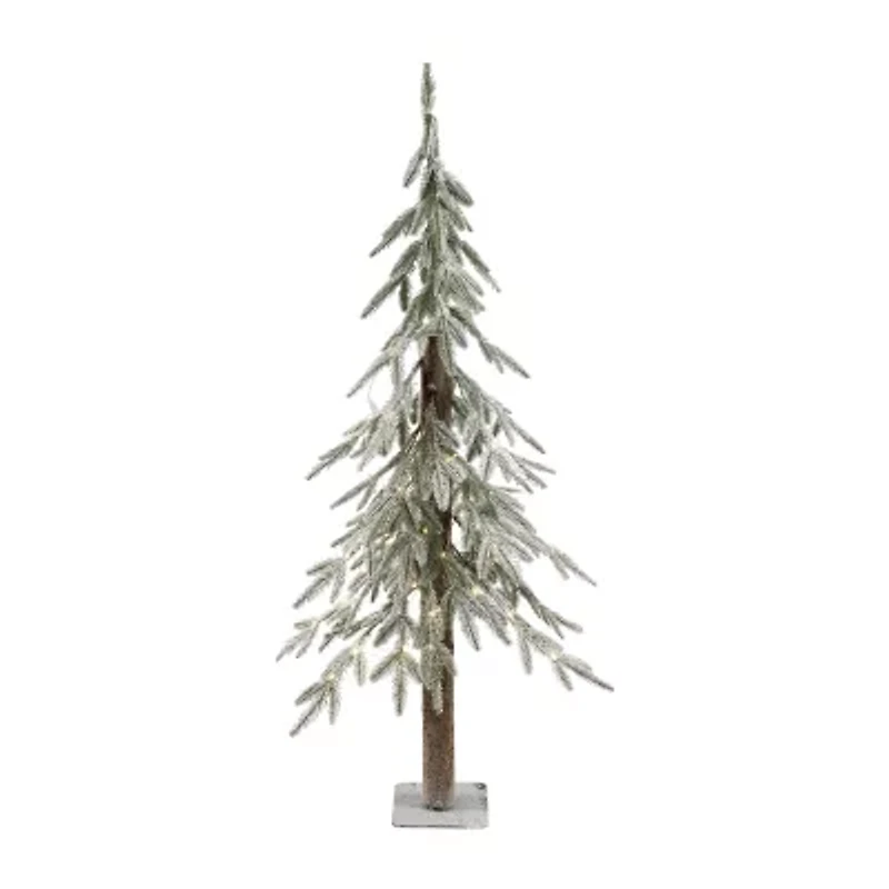 Northlight Pre-Lit Alpine Flocked - 4ft - Clear Led Lights 4 Foot Pine Christmas Tree