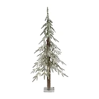 Northlight Pre-Lit Alpine Flocked - 4ft - Clear Led Lights 4 Foot Pine Christmas Tree
