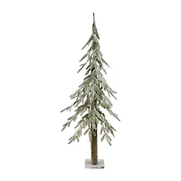 Northlight Pre-Lit Alpine Flocked - 4ft - Clear Led Lights 4 Foot Pine Christmas Tree