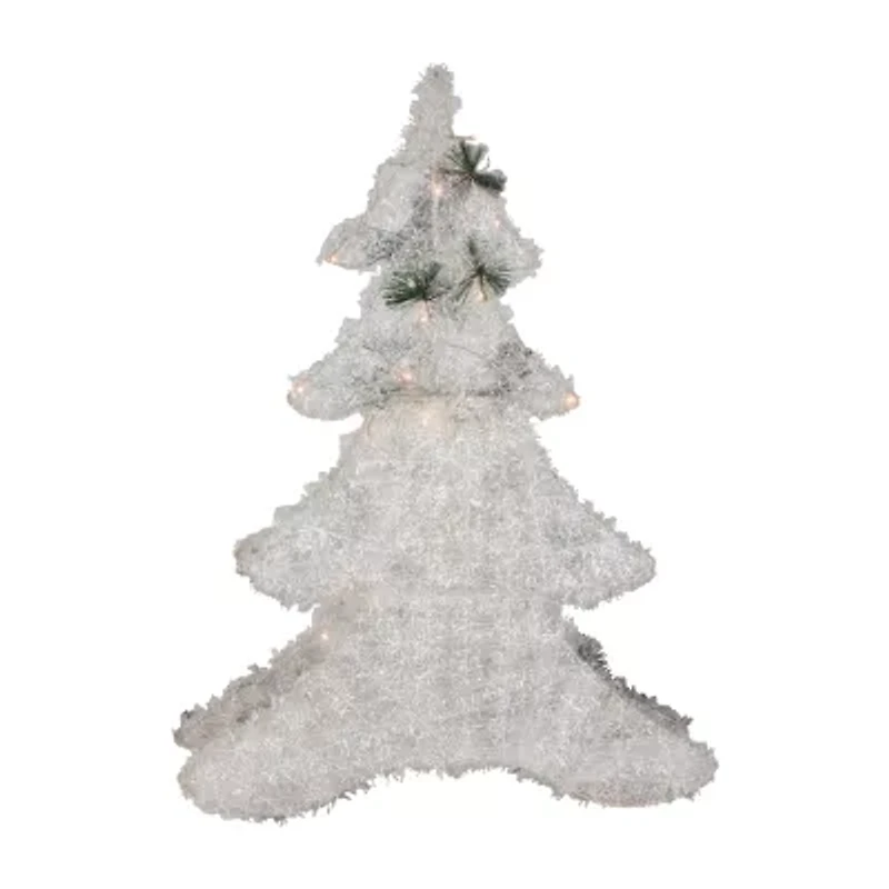 Northlight Led Lighted 2d Tinsel And Pine 2 Foot Pine Christmas Tree