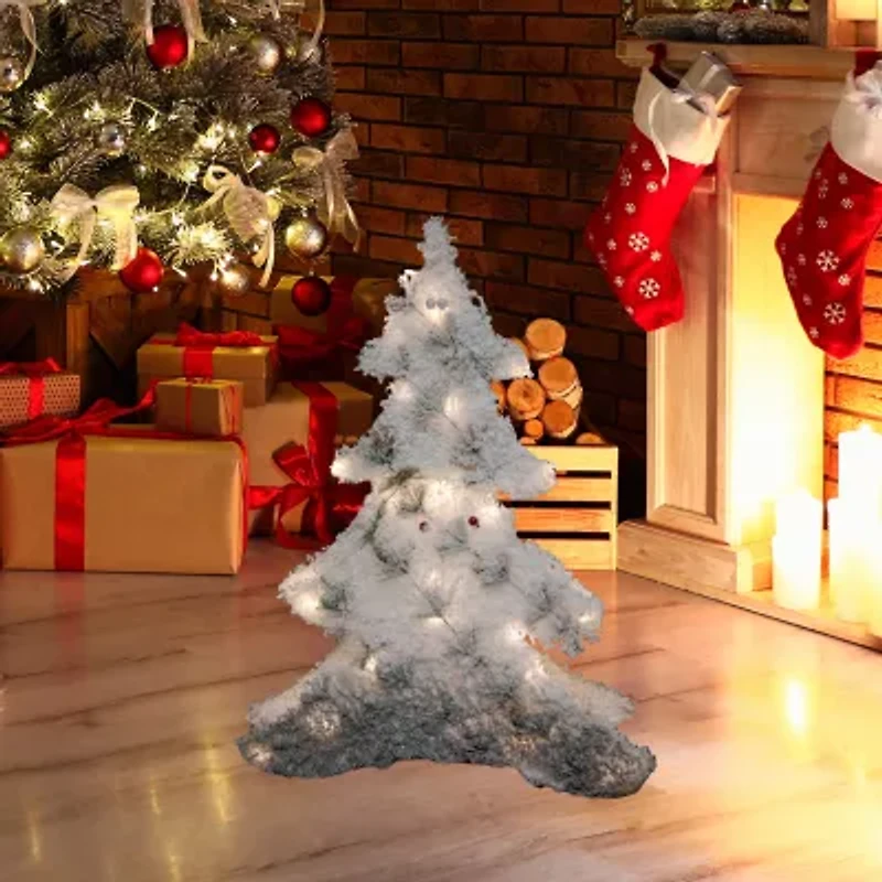 Northlight Led Lighted 2d Tinsel And Pine 2 Foot Pine Christmas Tree