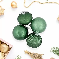 Northlight 3-Finish Glass Ball And Onion - 3in (80mm) - Forest Green - 9ct Christmas Ornament