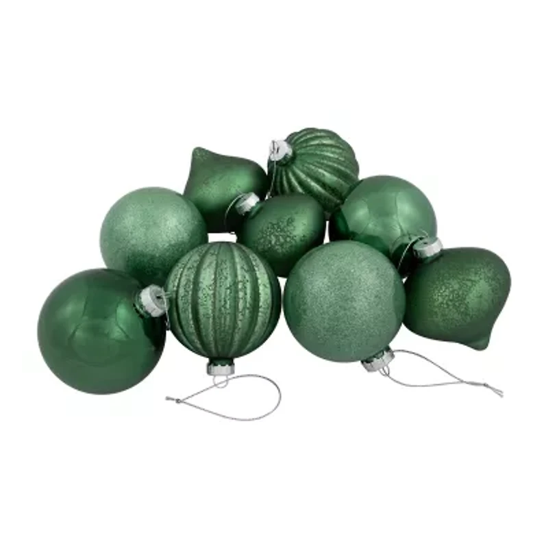 Northlight 3-Finish Glass Ball And Onion - 3in (80mm) - Forest Green - 9ct Christmas Ornament