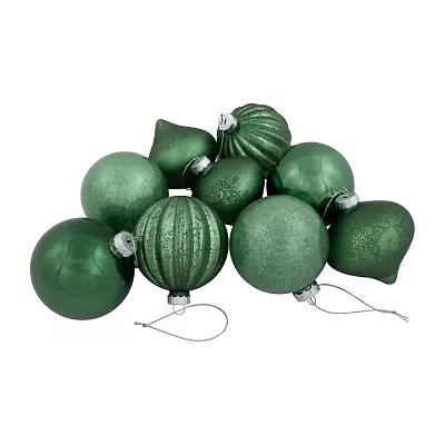 Northlight 3-Finish Glass Ball And Onion - 3in (80mm) - Forest Green - 9ct Christmas Ornament