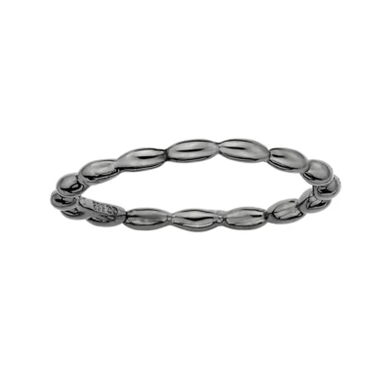 Personally Stackable Black Sterling Silver 3.5mm Rice Bead Ring
