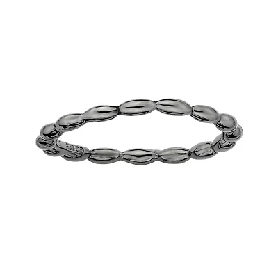 Personally Stackable Black Sterling Silver 3.5mm Rice Bead Ring