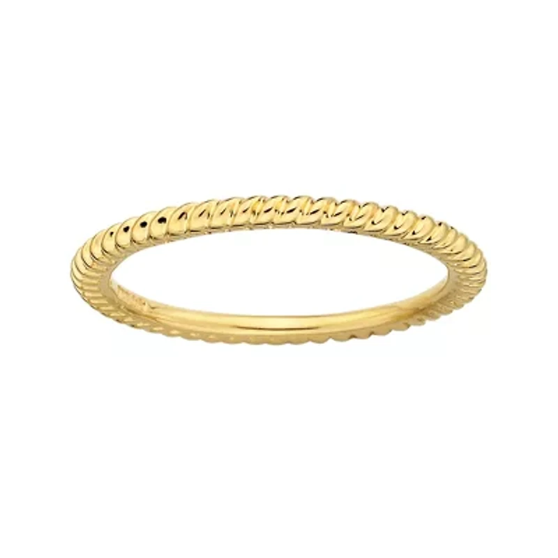 Personally Stackable 18K Yellow Gold Over Sterling Silver 1.5mm Twisted Ring