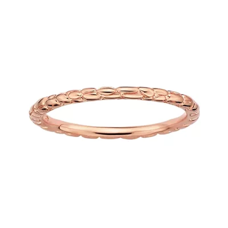 Personally Stackable 18K Rose Gold Over Sterling Silver 1.5mm Twisted Ring