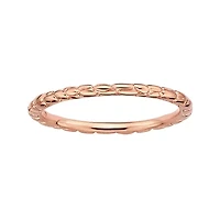 Personally Stackable 18K Rose Gold Over Sterling Silver 1.5mm Twisted Ring