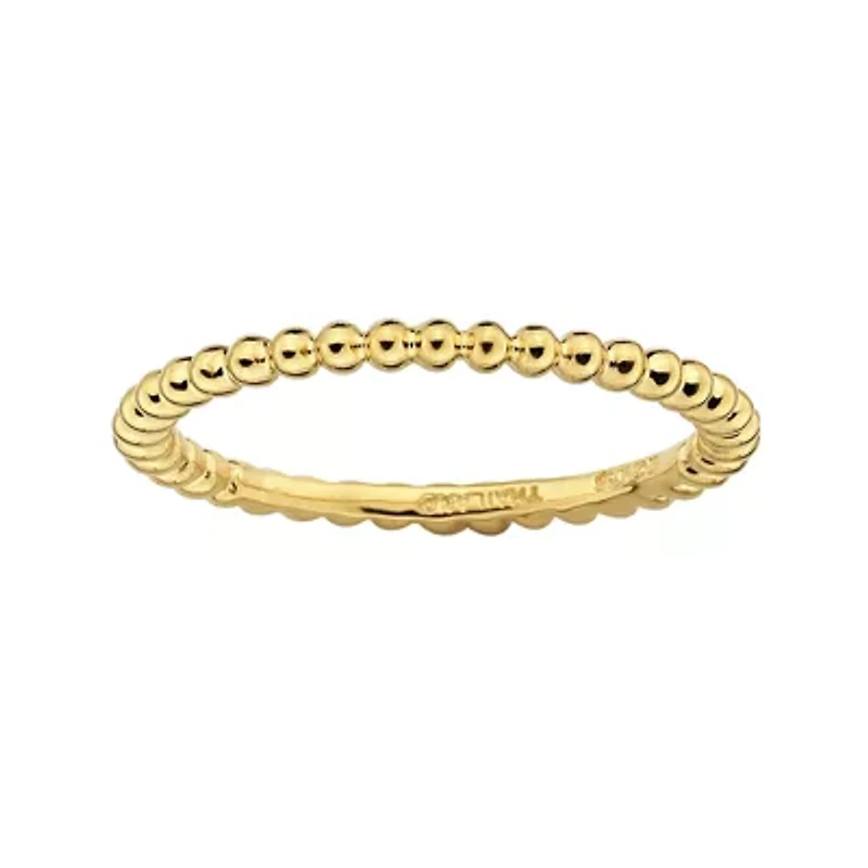 Personally Stackable 18K Yellow Gold Over Sterling Silver 1.5mm Beaded Ring