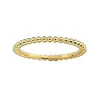 Personally Stackable 18K Yellow Gold Over Sterling Silver 1.5mm Beaded Ring