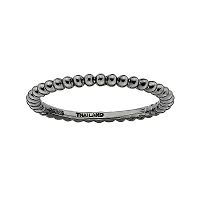 Personally Stackable Black Sterling Silver 1.5mm Beaded Ring