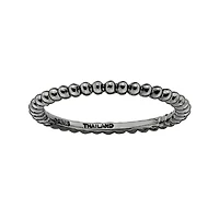 Personally Stackable Black Sterling Silver 1.5mm Beaded Ring